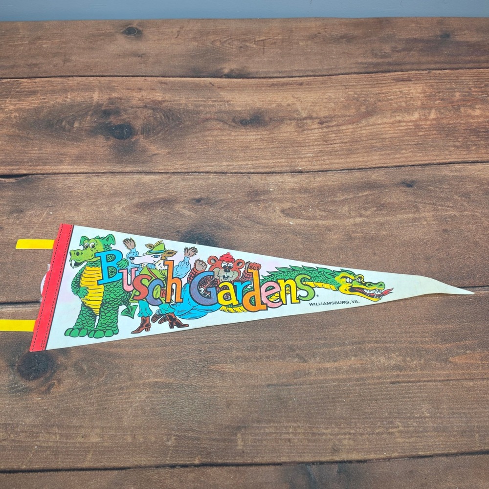 Busch Gardens Souvenir Pennant Williamsburg VA 25in Multi Good Vintage Dragon
